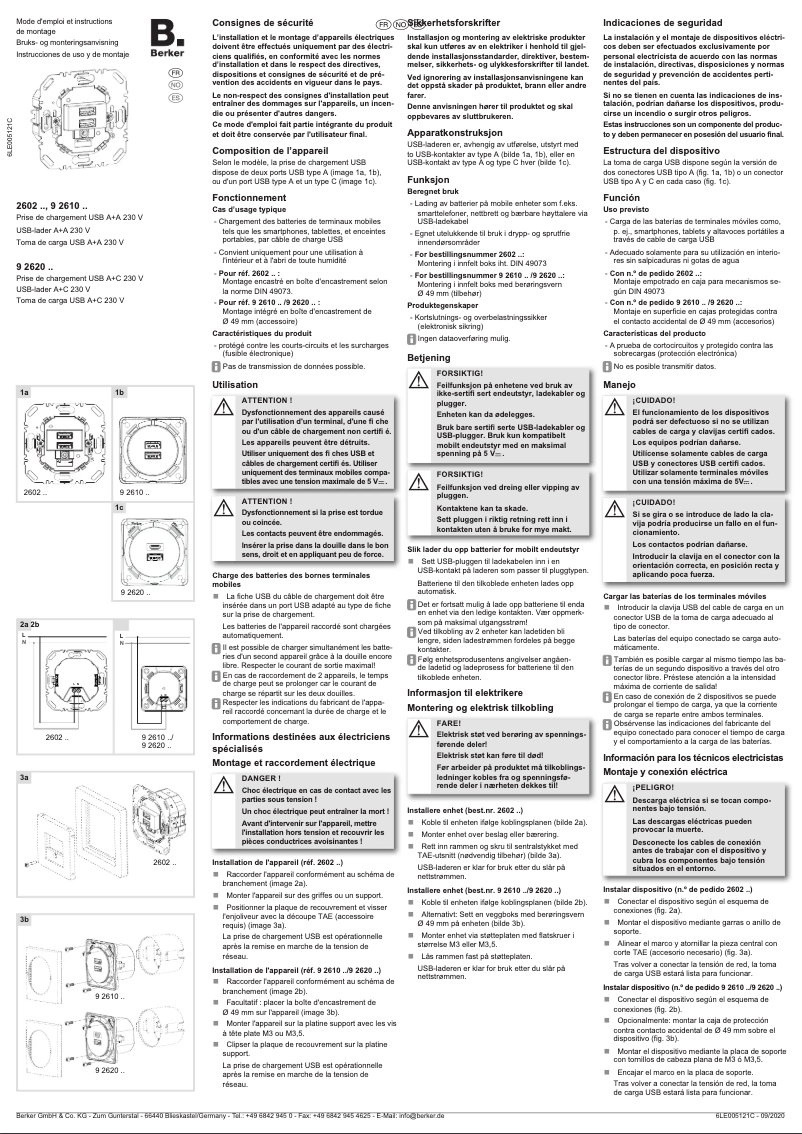 Page 1 de la notice Guide d'installation Berker 260205