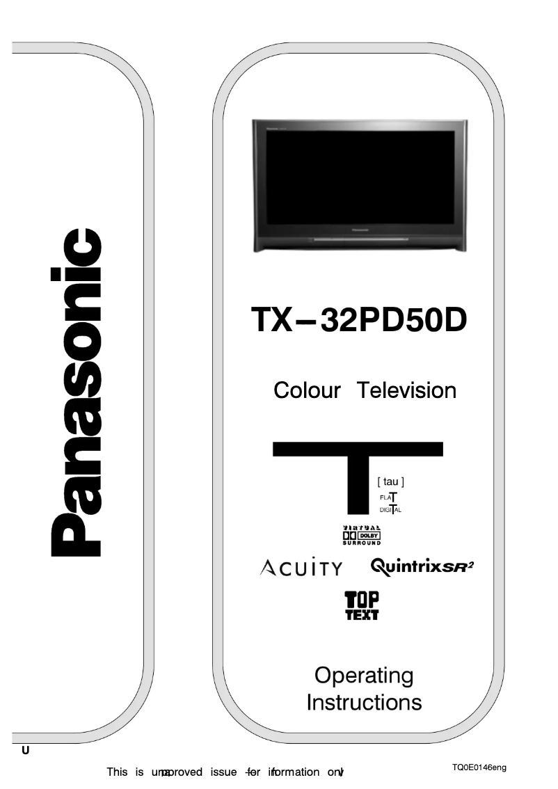 Page 1 de la notice Manuel utilisateur Panasonic TX-32PD50D