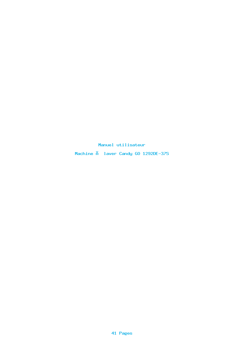 Page 1 de la notice Manuel utilisateur Candy GO 1292DE-37S