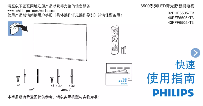Page 1 of the manual Quick Start Guide Philips 32PHF6505