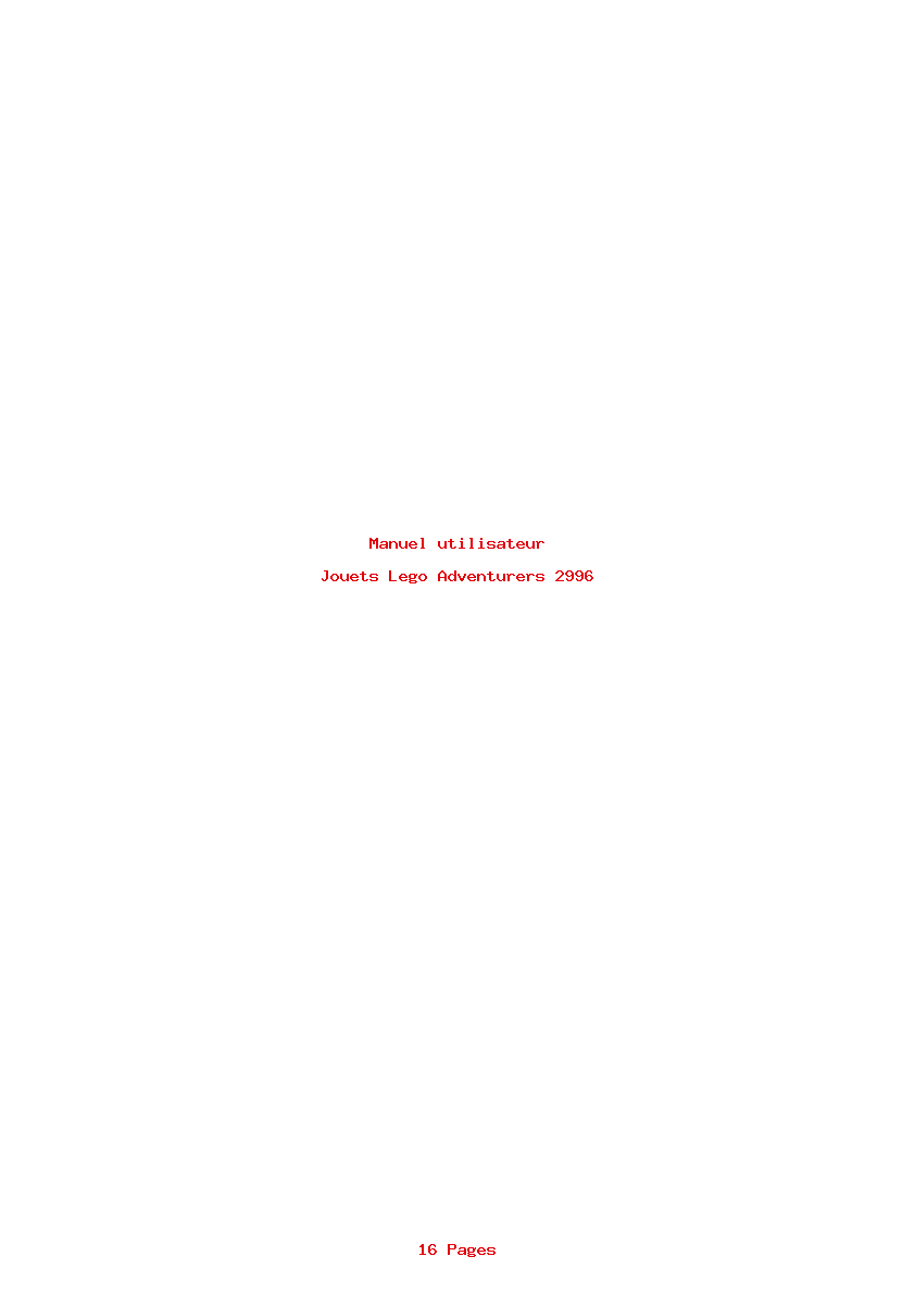 Page 1 de la notice Manuel utilisateur Lego Adventurers 2996