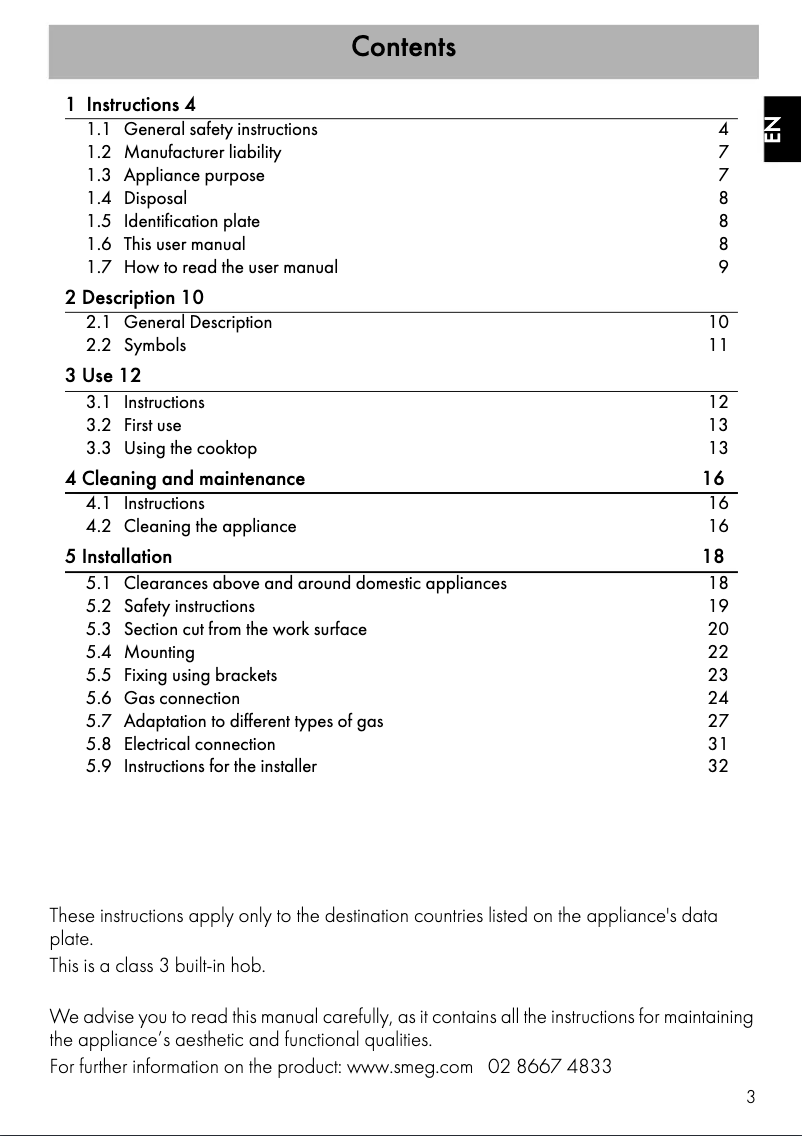 Página 1 del manual Manual de usuario Smeg PX364