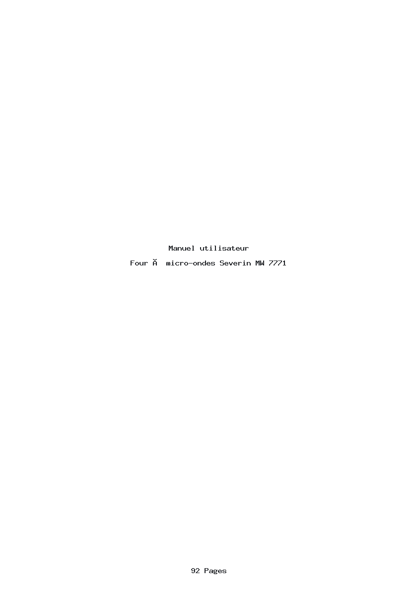Page 1 de la notice Manuel utilisateur Severin MW 7771
