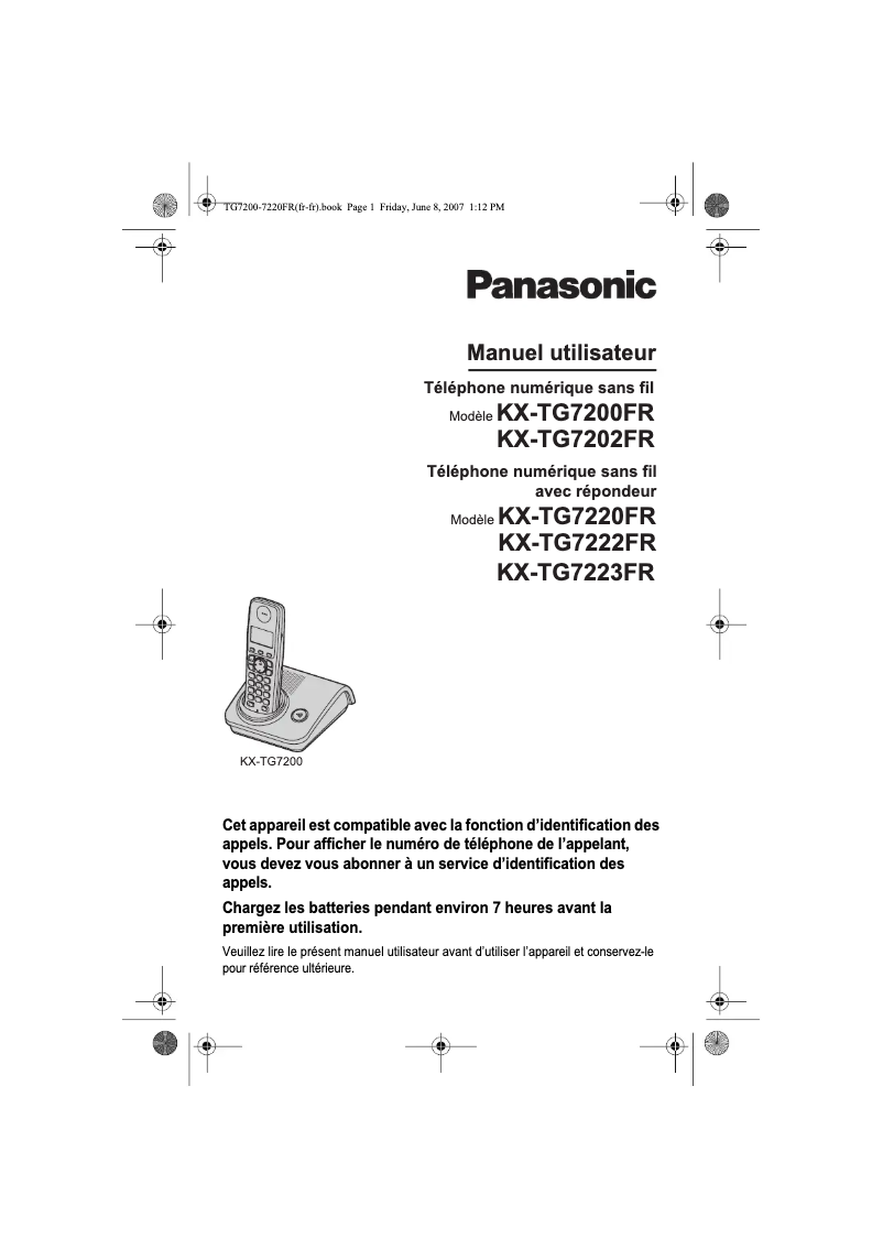 Imagen de la primera página del manual del dispositivo KX-TG7222FR