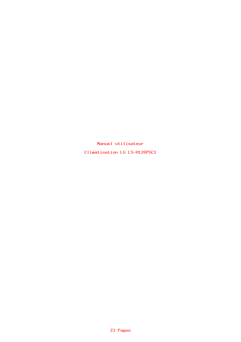 Page 1 de la notice Manuel utilisateur LG LS-H126PGC1