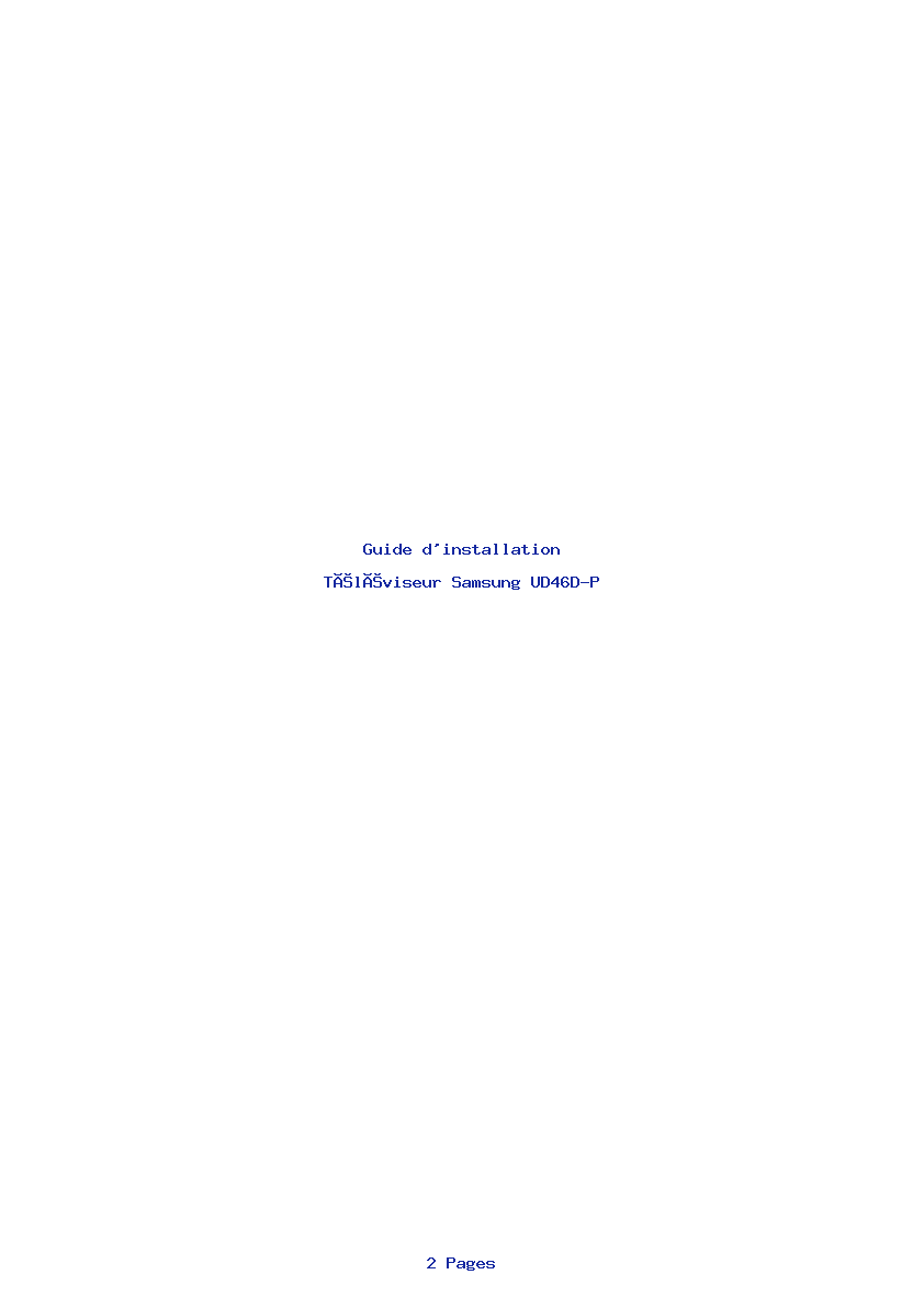 Page 1 de la notice Guide d'installation Samsung UD46D-P