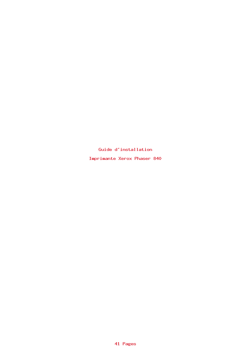 Page 1 de la notice Guide d'installation Xerox Phaser 840