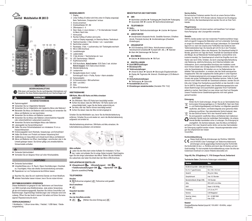 Page 1 de la notice Manuel utilisateur Switel M265 BLACK