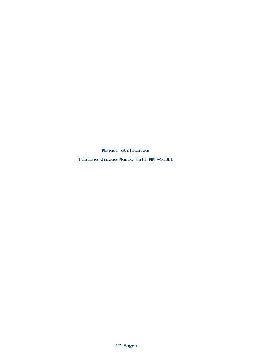 Page 1 de la notice Manuel utilisateur Music Hall MMF-5.3LE