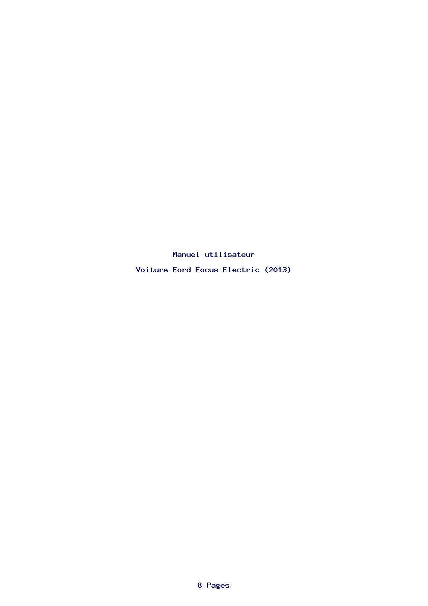 Page 1 de la notice Manuel utilisateur Ford Focus Electric (2013)