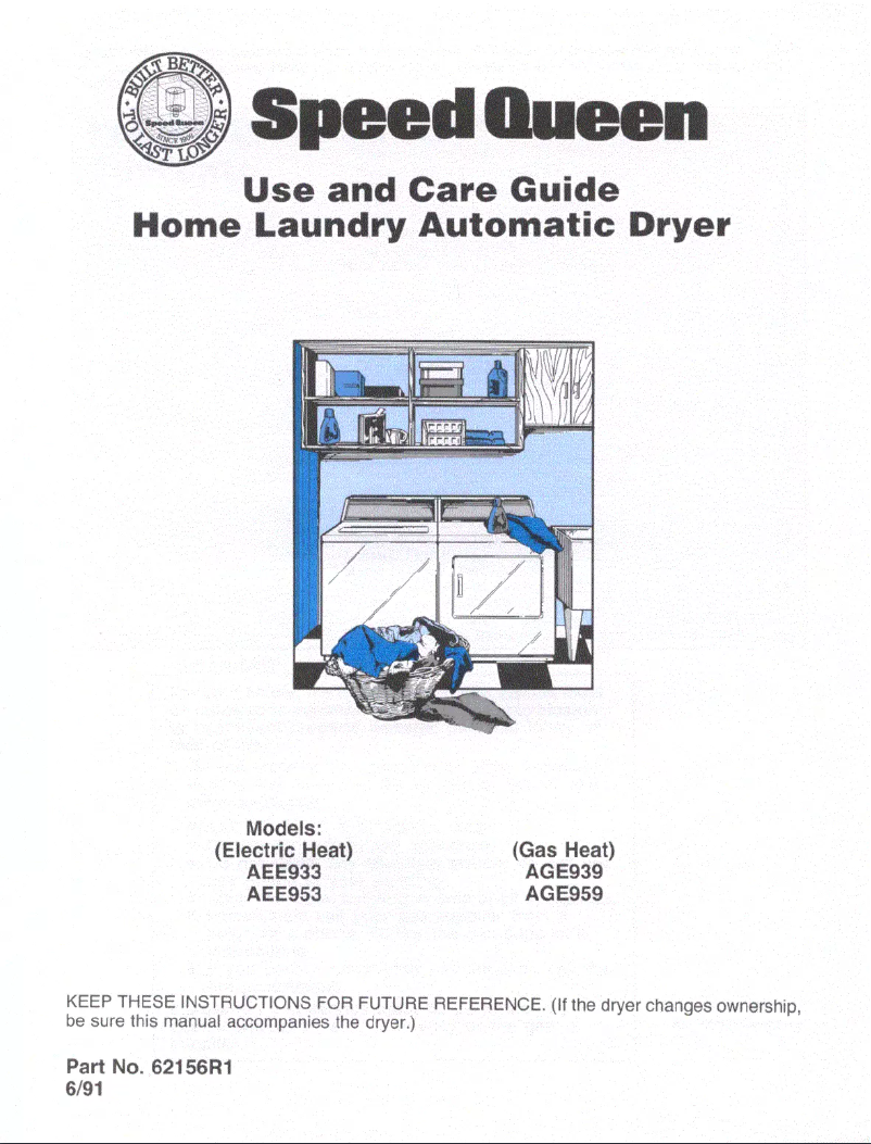 Página 1 del manual Manual de usuario Speed Queen AGE959W