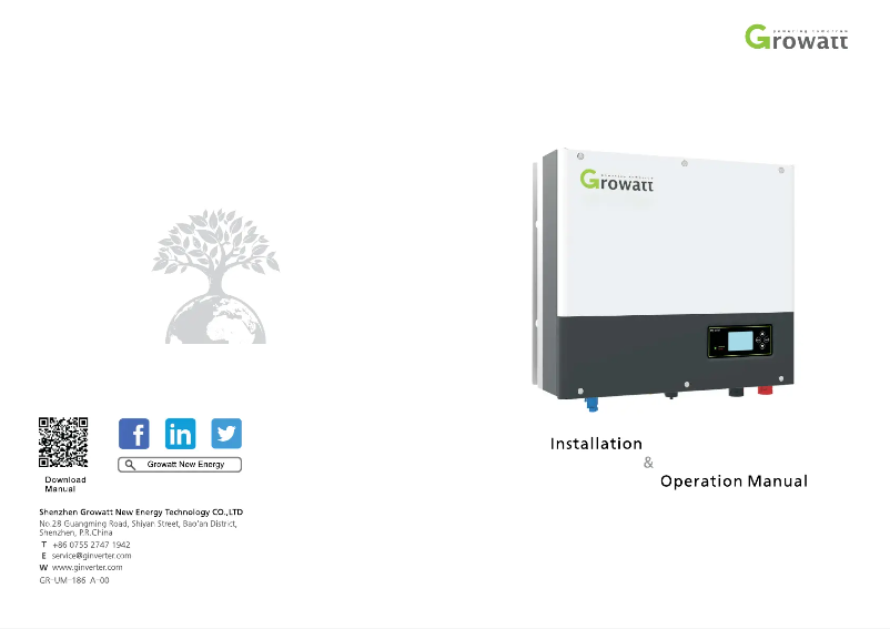 Page 1 de la notice Guide d'installation Growatt SPA 10000TL3 BH