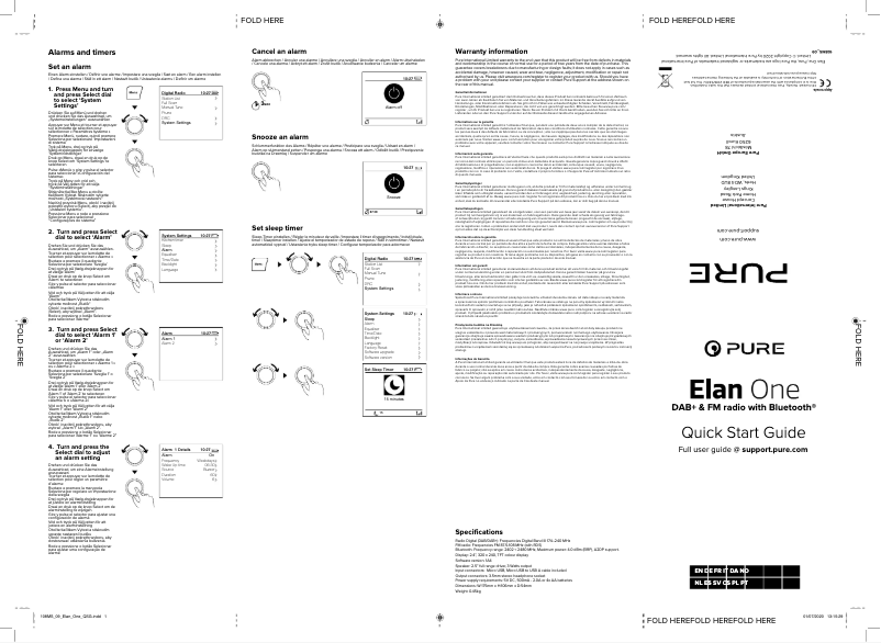 Page 1 de la notice Guide de démarrage rapide Pure Elan One =