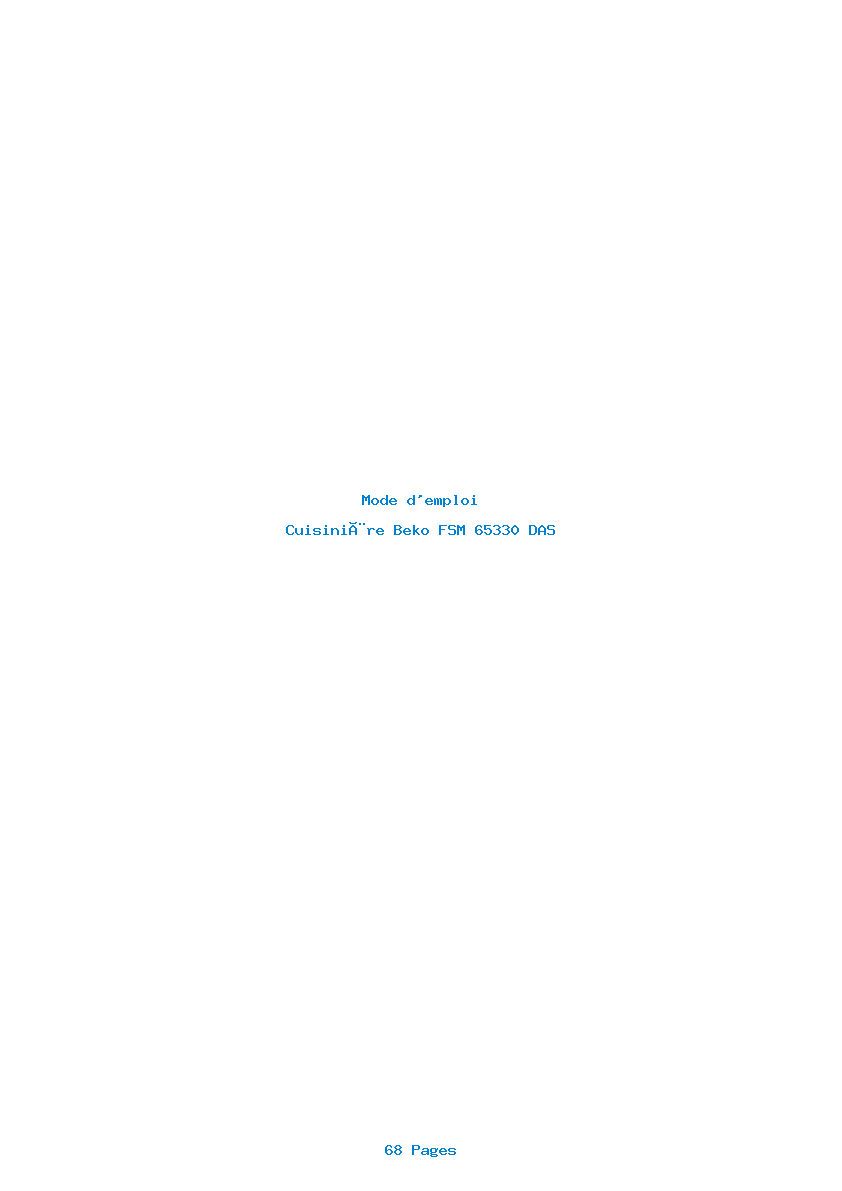 Page 1 de la notice Mode d'emploi Beko FSM 65330 DAS