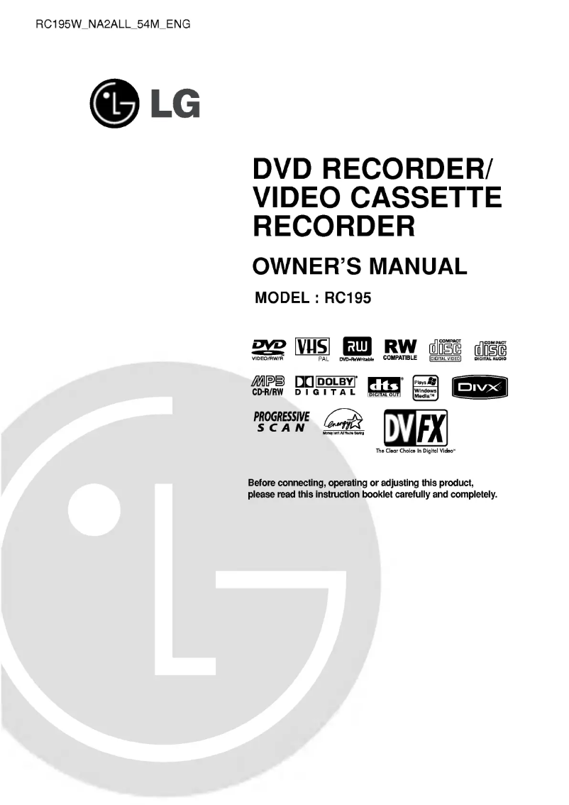 Page 1 de la notice Manuel utilisateur LG RC195