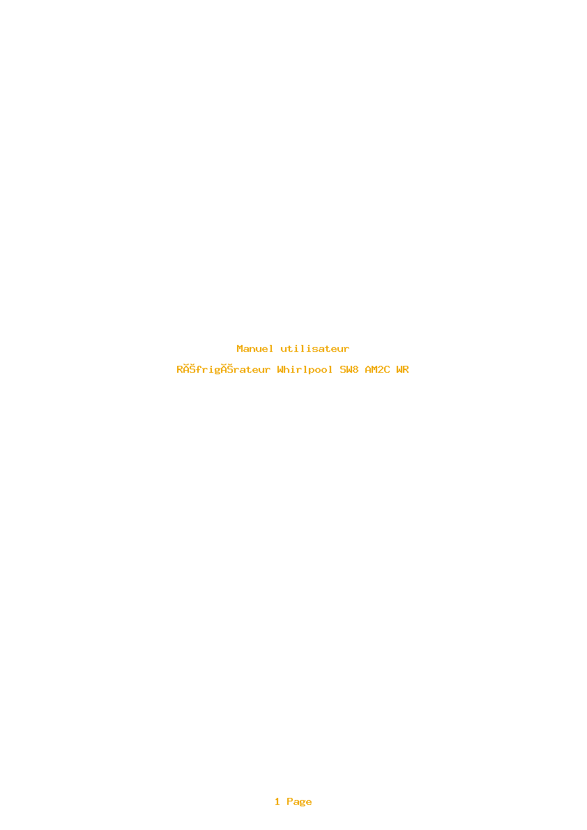 Page 1 de la notice Manuel utilisateur Whirlpool SW8 AM2C WR
