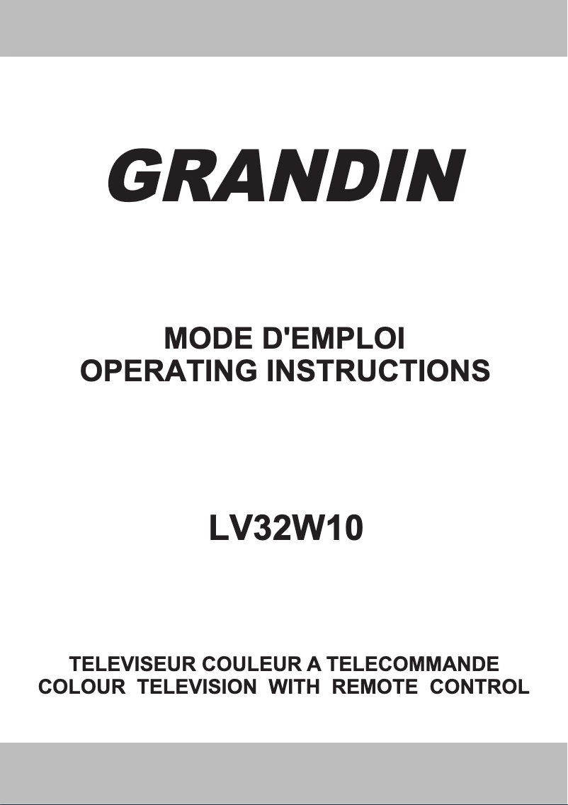 Page 1 of the manual User Manual Grandin LV32W10