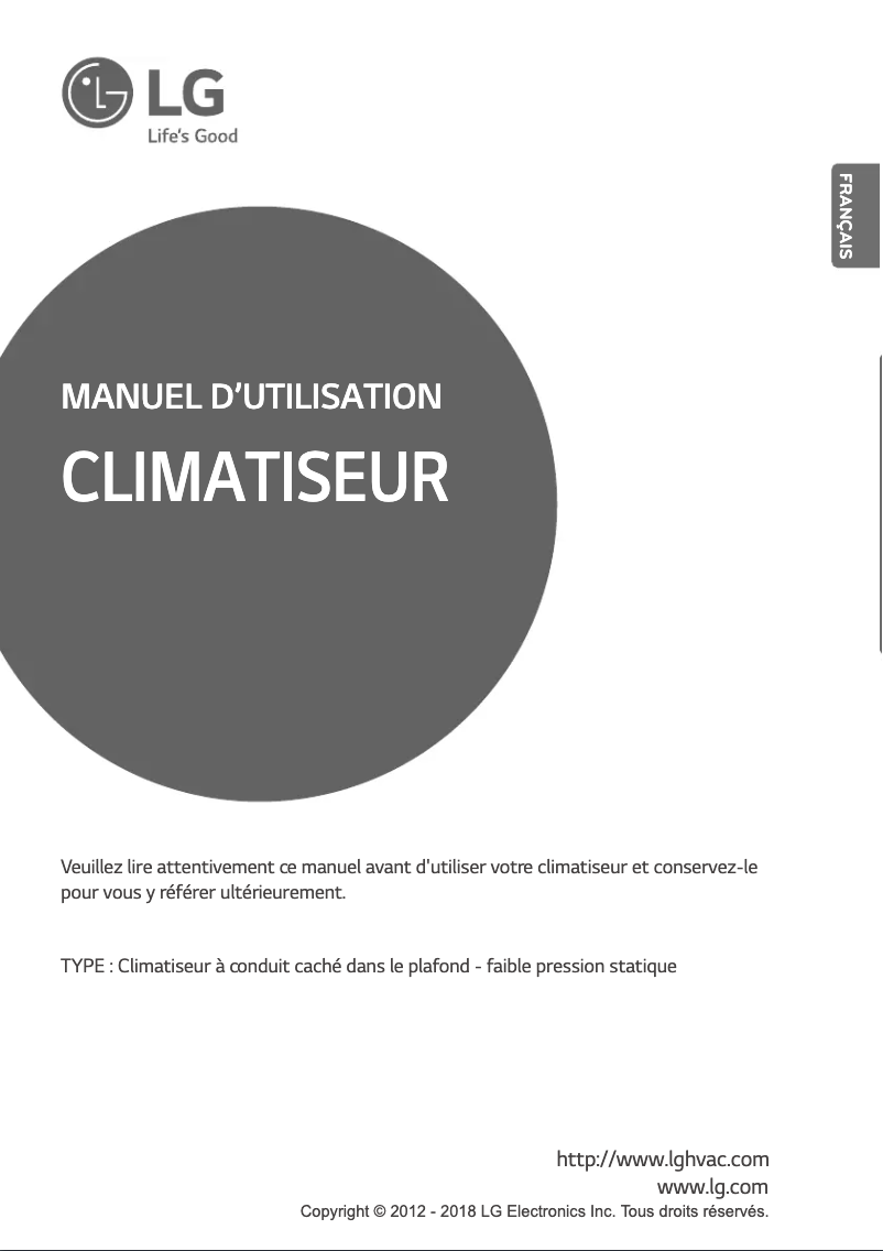 Page 1 de la notice Manuel utilisateur LG LMDN125HV