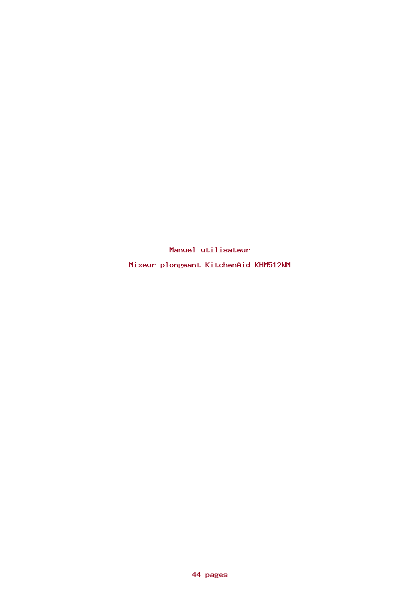 Page 1 de la notice Manuel utilisateur KitchenAid KHM512WM