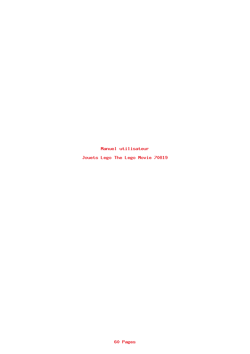 Page 1 de la notice Manuel utilisateur Lego The Lego Movie 70819
