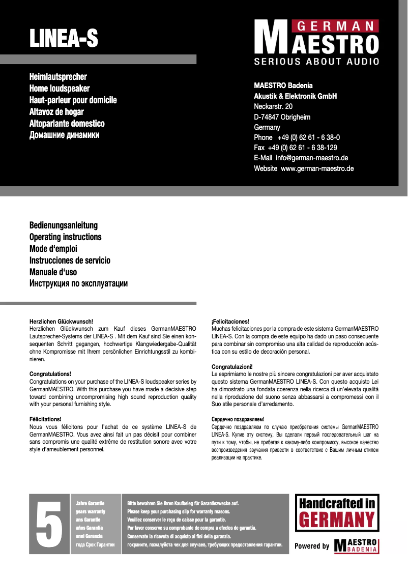 Page 1 de la notice Manuel utilisateur German Maestro MS-C1CGB