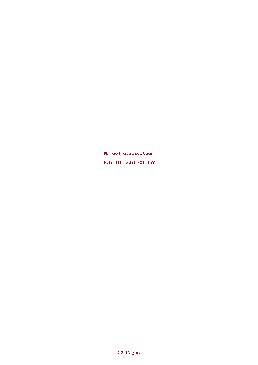 Page 1 de la notice Manuel utilisateur Hitachi CS 45Y