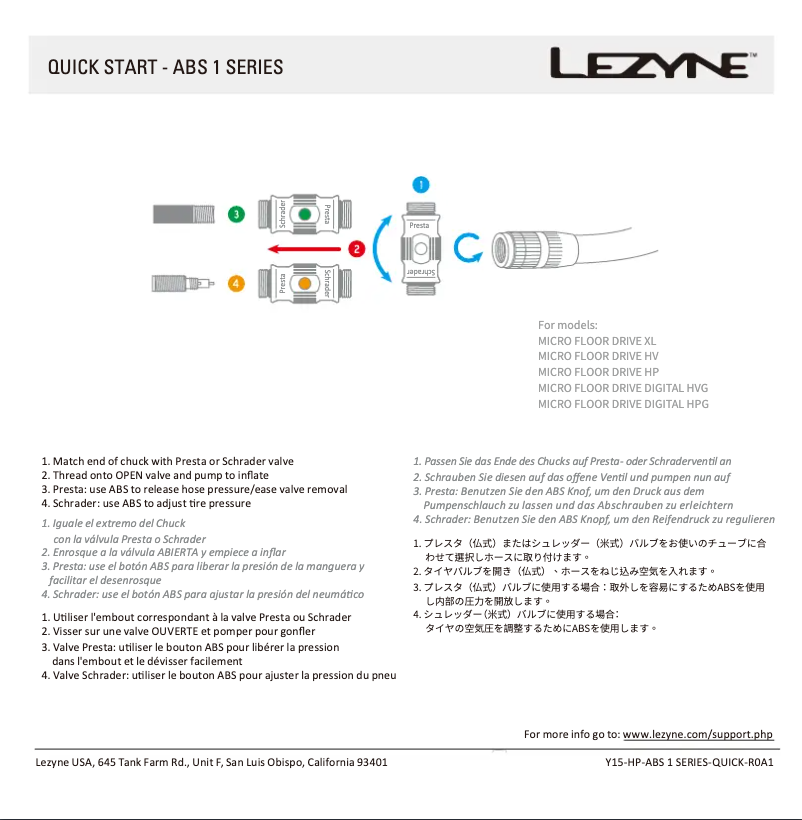 Page 1 of the manual User Manual Lezyne Micro Floor Drive HV