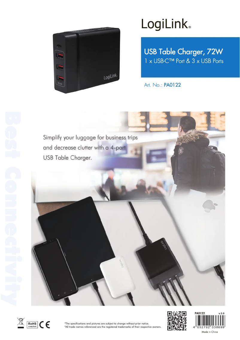 Page 1 de la notice Manuel utilisateur LogiLink PA0122