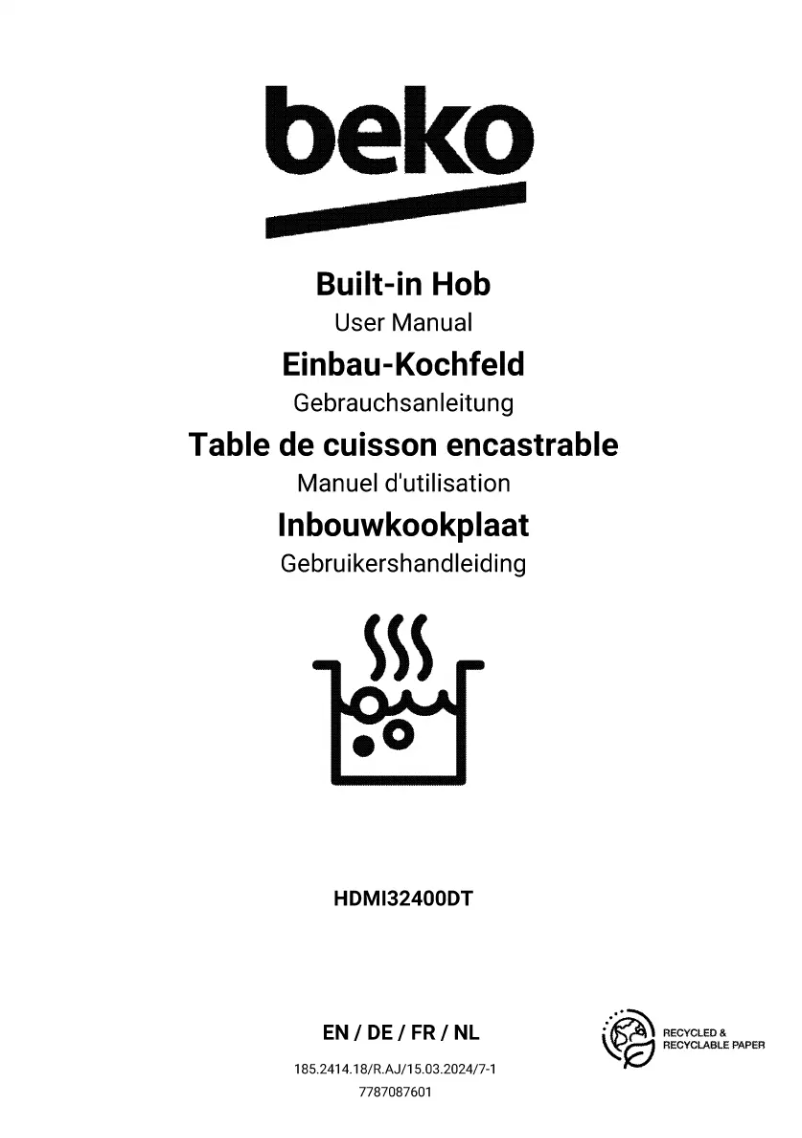 Page 1 de la notice Manuel utilisateur Beko HDMI32400DT