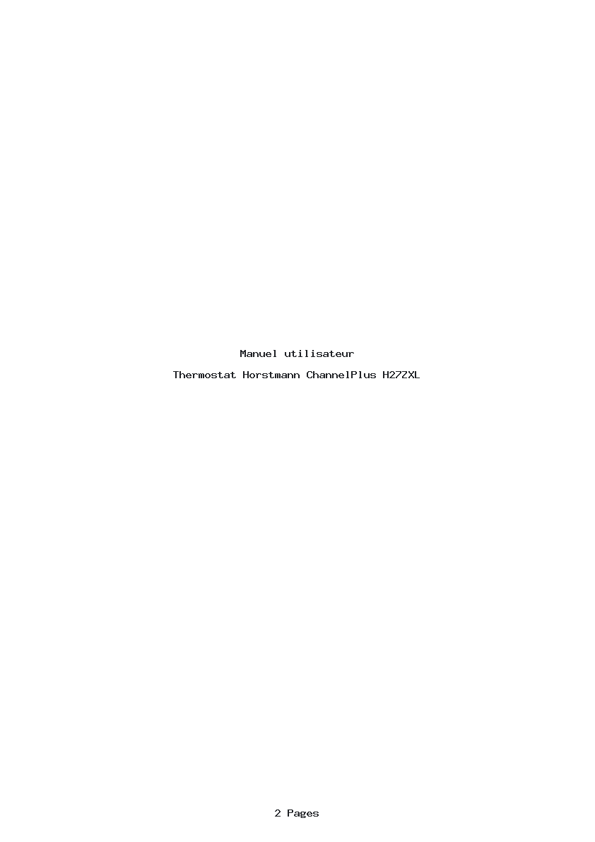 Page 1 de la notice Manuel utilisateur Horstmann ChannelPlus H27ZXL