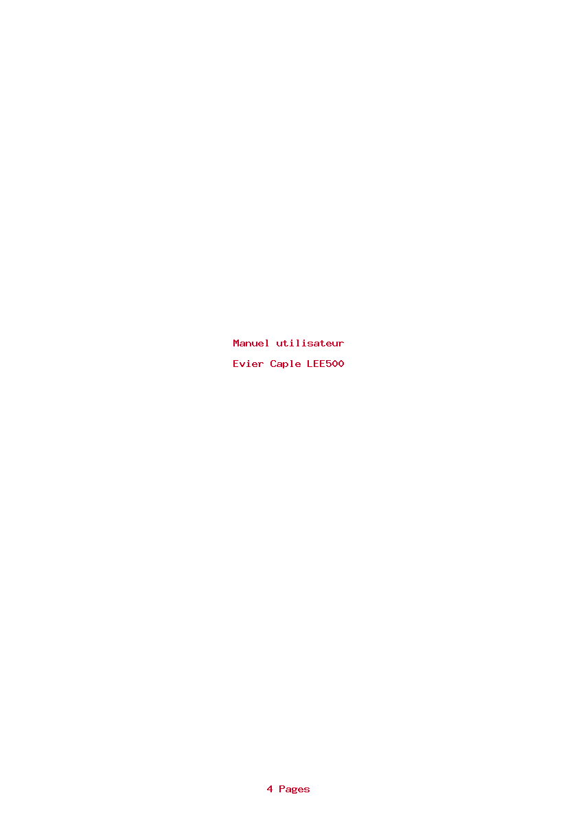 Page 1 de la notice Manuel utilisateur Caple LEE500