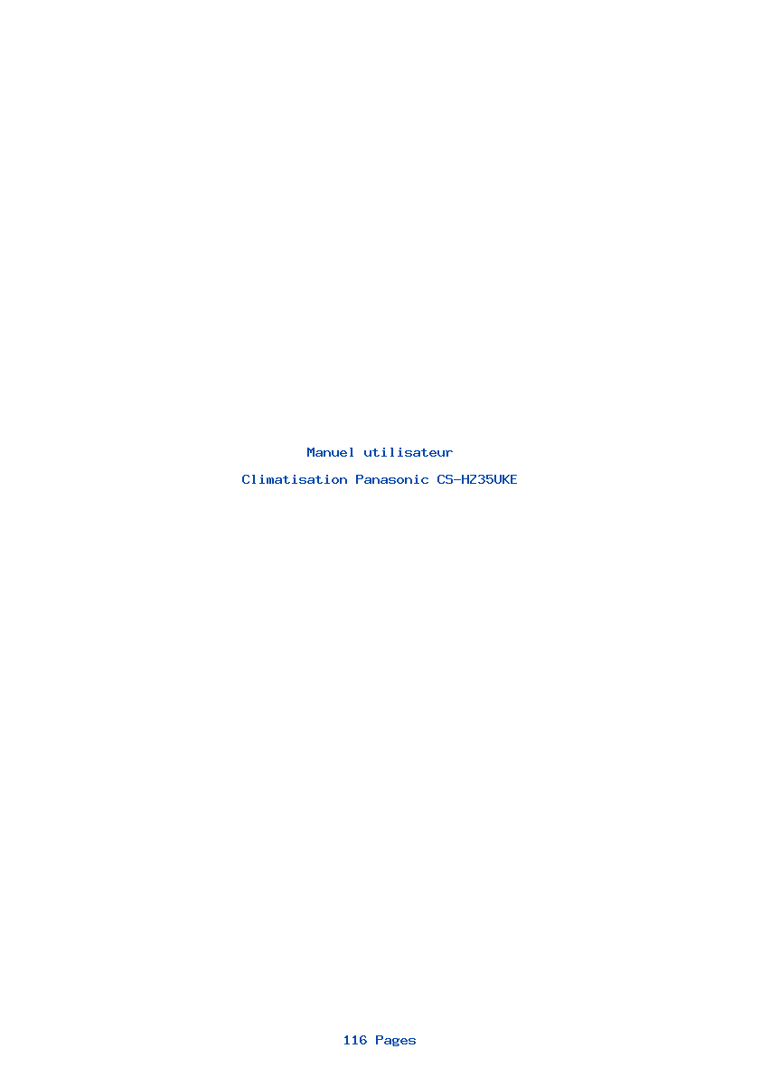 Page 1 de la notice Manuel utilisateur Panasonic CS-HZ35UKE