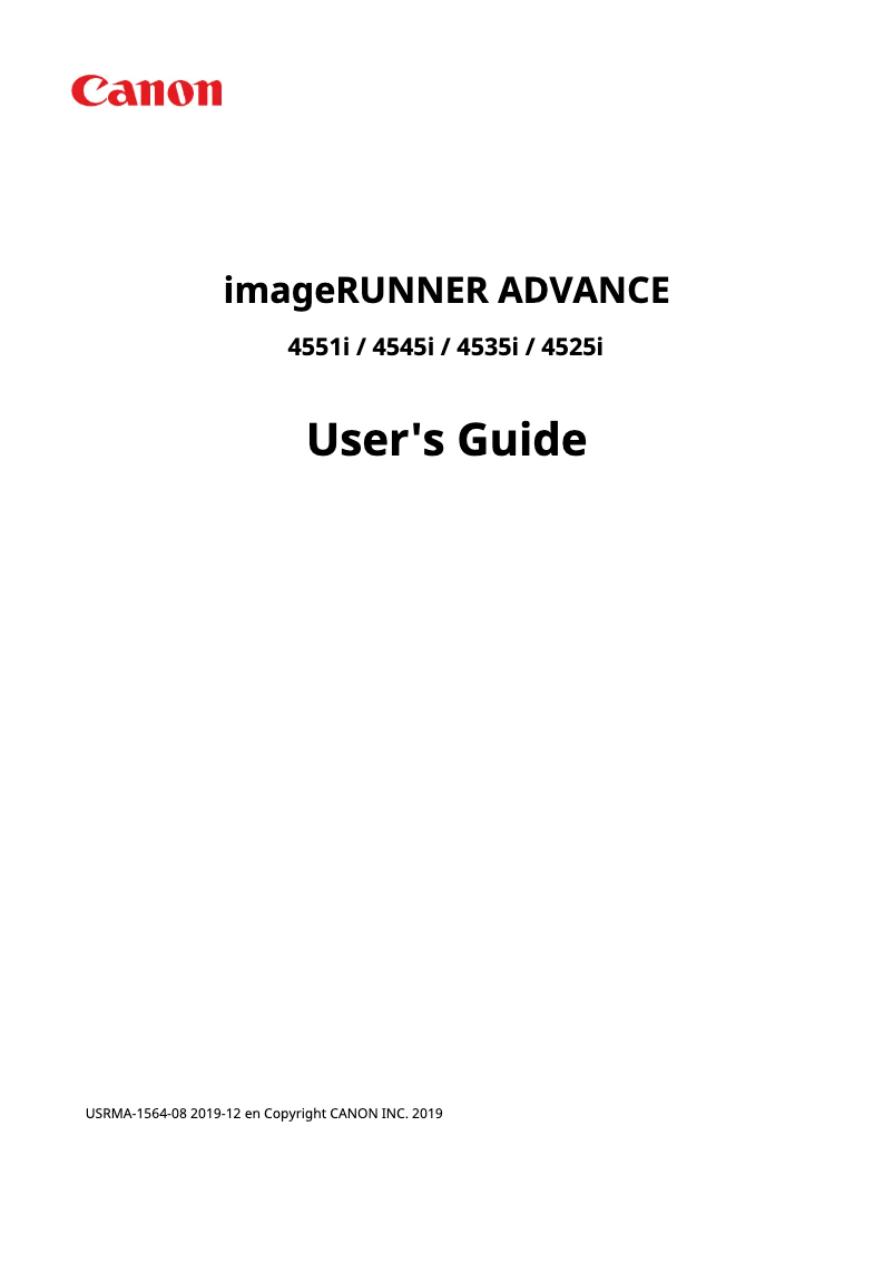 Page 1 de la notice Manuel utilisateur Canon imageRUNNER ADVANCE 4525i
