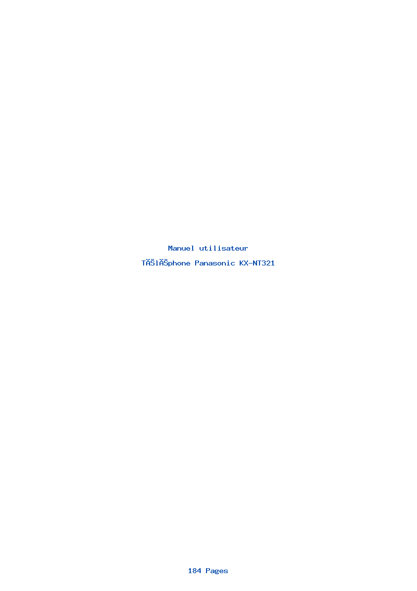 Image de la première page du manuel de l'appareil KX-NT321