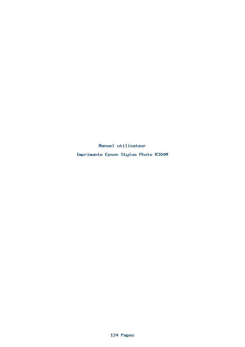 Page 1 de la notice Manuel utilisateur Epson Stylus Photo R300M