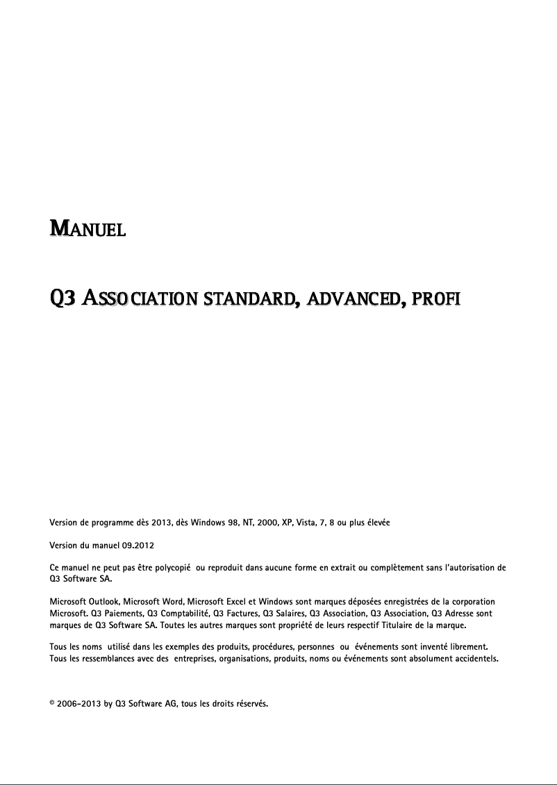 Page 1 de la notice Manuel utilisateur Q3 Software 16VA