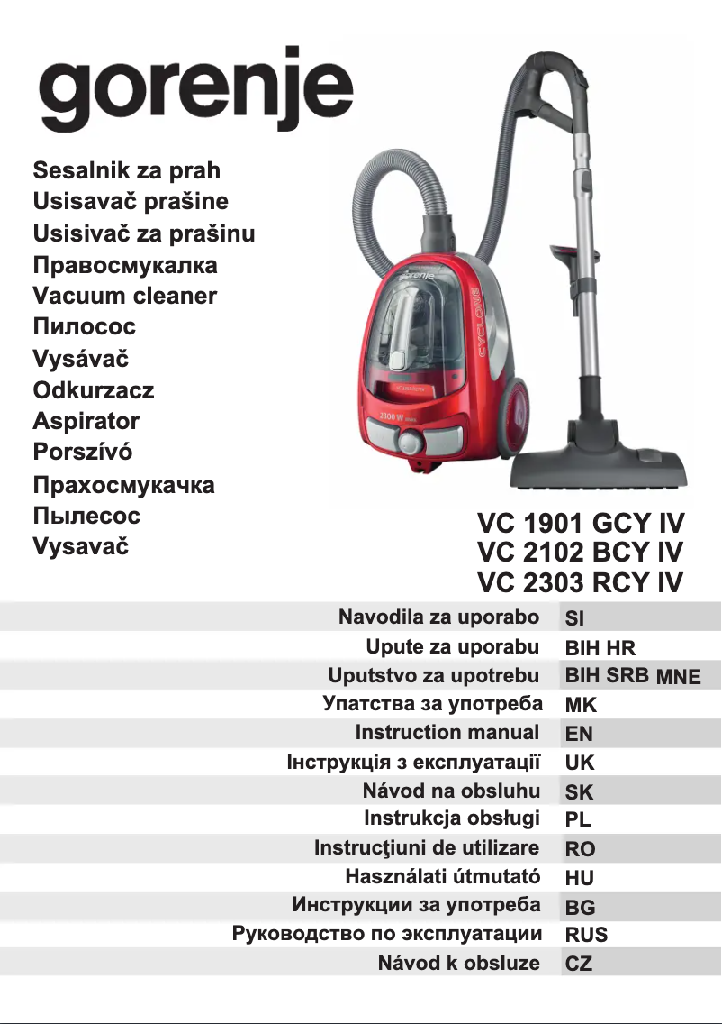 Page 1 de la notice Manuel utilisateur Gorenje VC2303RCYIV