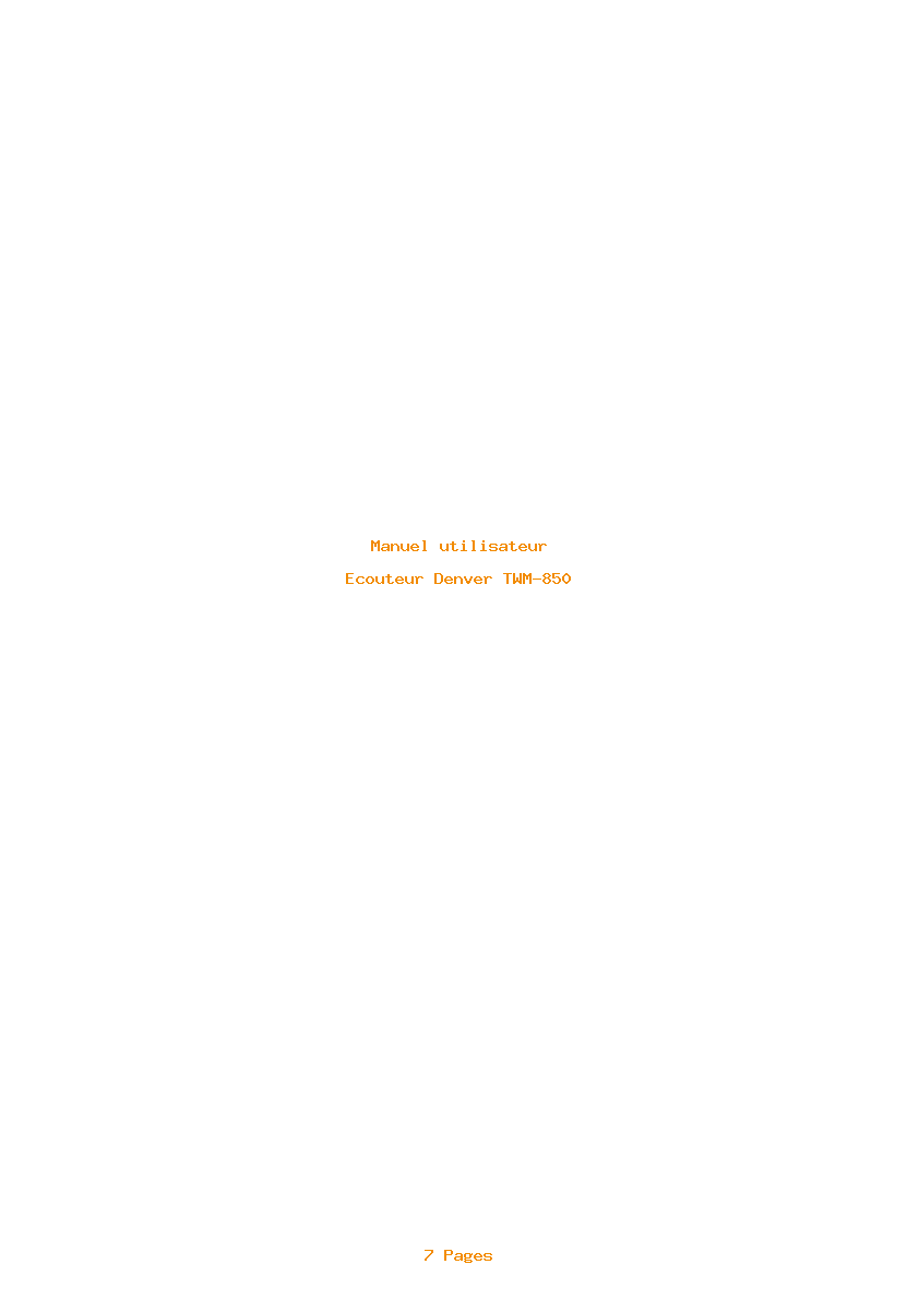 Page 1 de la notice Manuel utilisateur Denver TWM-850