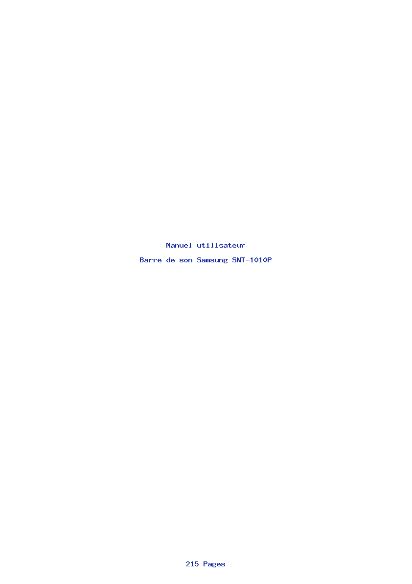 Page 1 de la notice Manuel utilisateur Samsung SNT-1010P