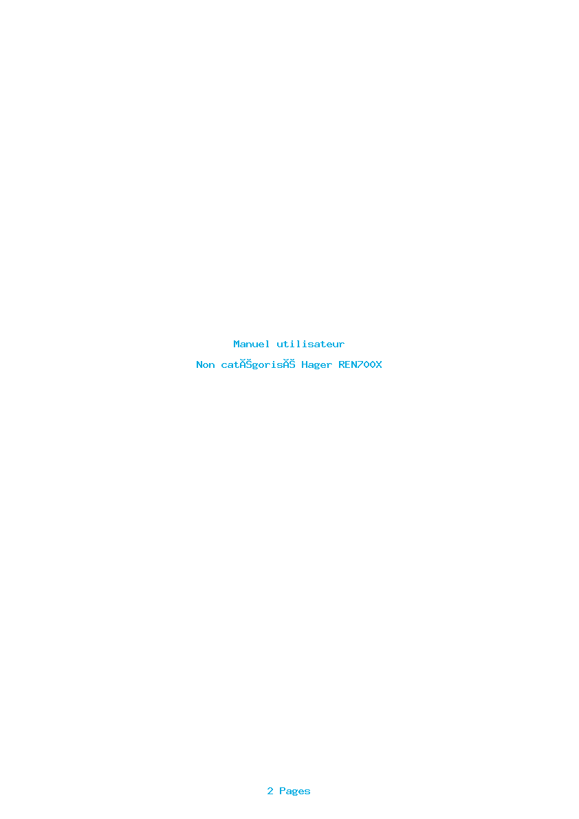 Image de la première page du manuel de l'appareil REN700X