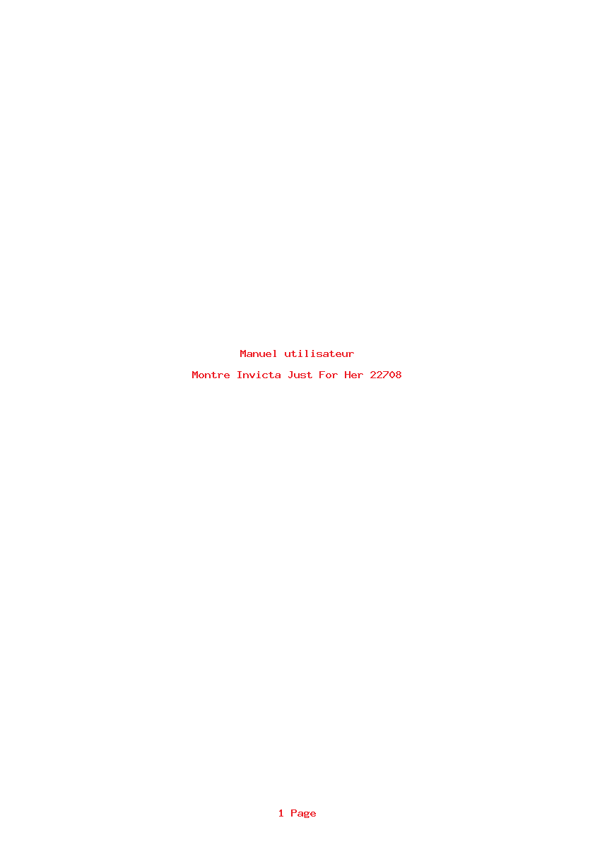Page 1 de la notice Manuel utilisateur Invicta Just For Her 22708