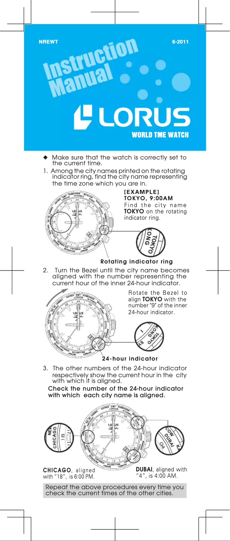 Page 1 de la notice Manuel utilisateur Lorus World TME