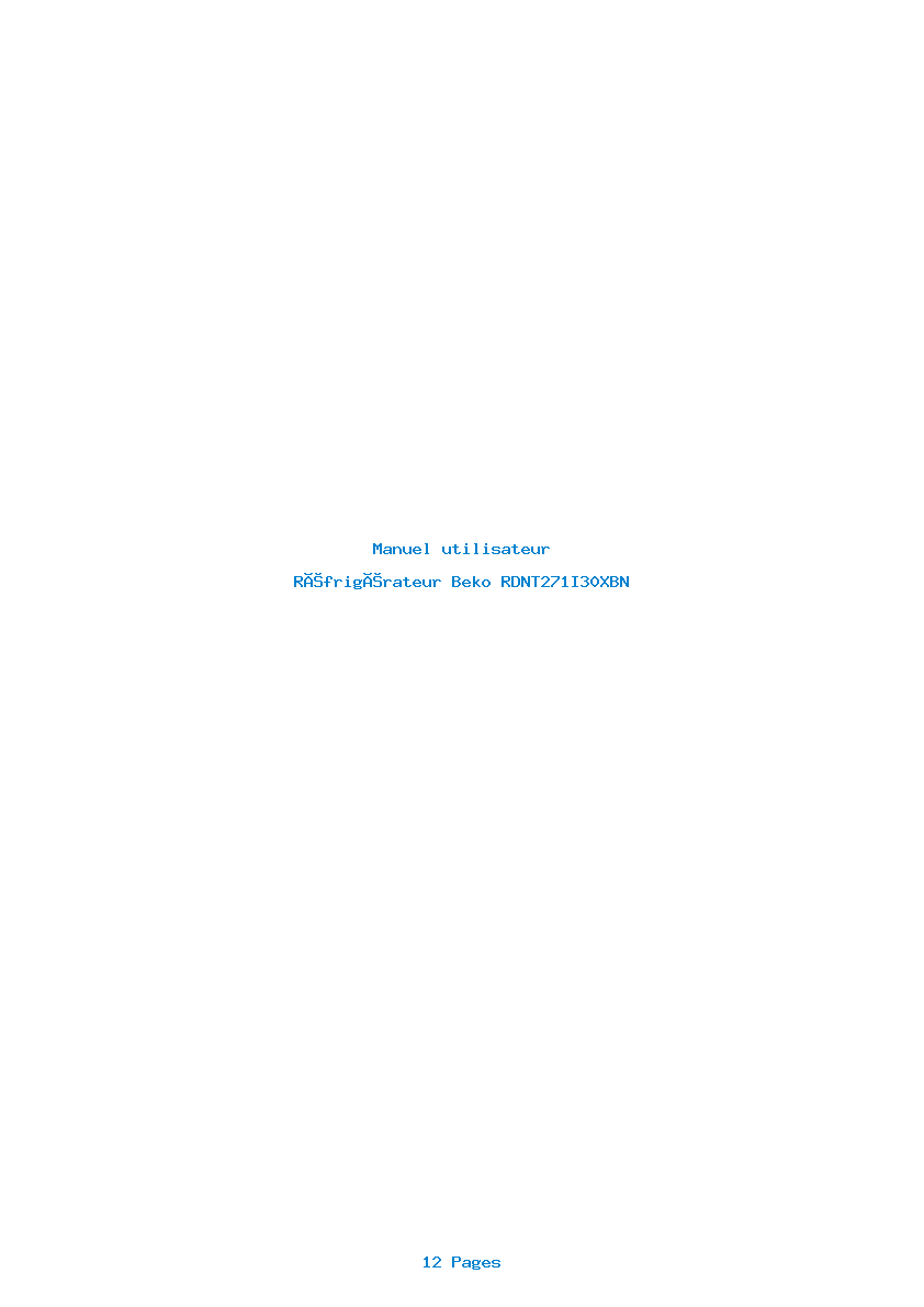 Page 1 de la notice Manuel utilisateur Beko RDNT271I30XBN