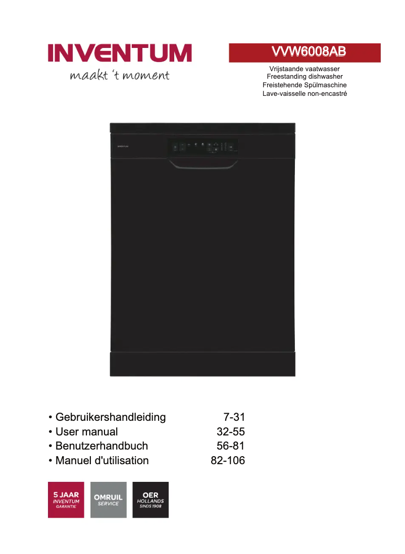 Page 1 de la notice Manuel utilisateur Inventum VVW6008AB