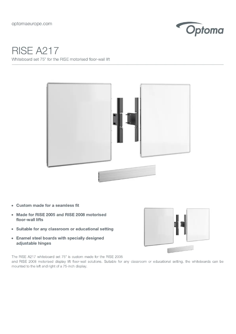 Page 1 de la notice Fiche technique Optoma RISE A217