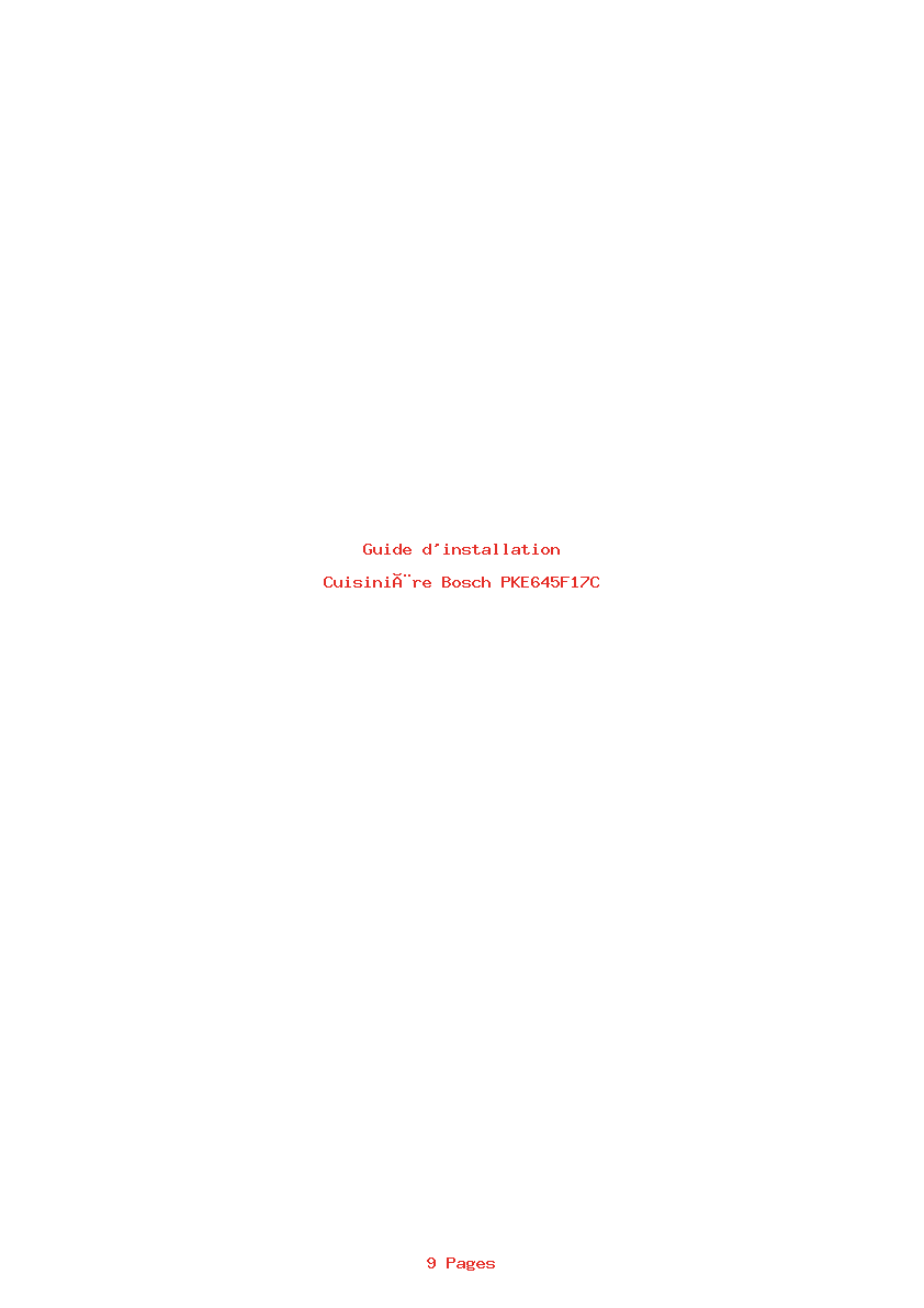 Page 1 de la notice Guide d'installation Bosch PKE645F17C