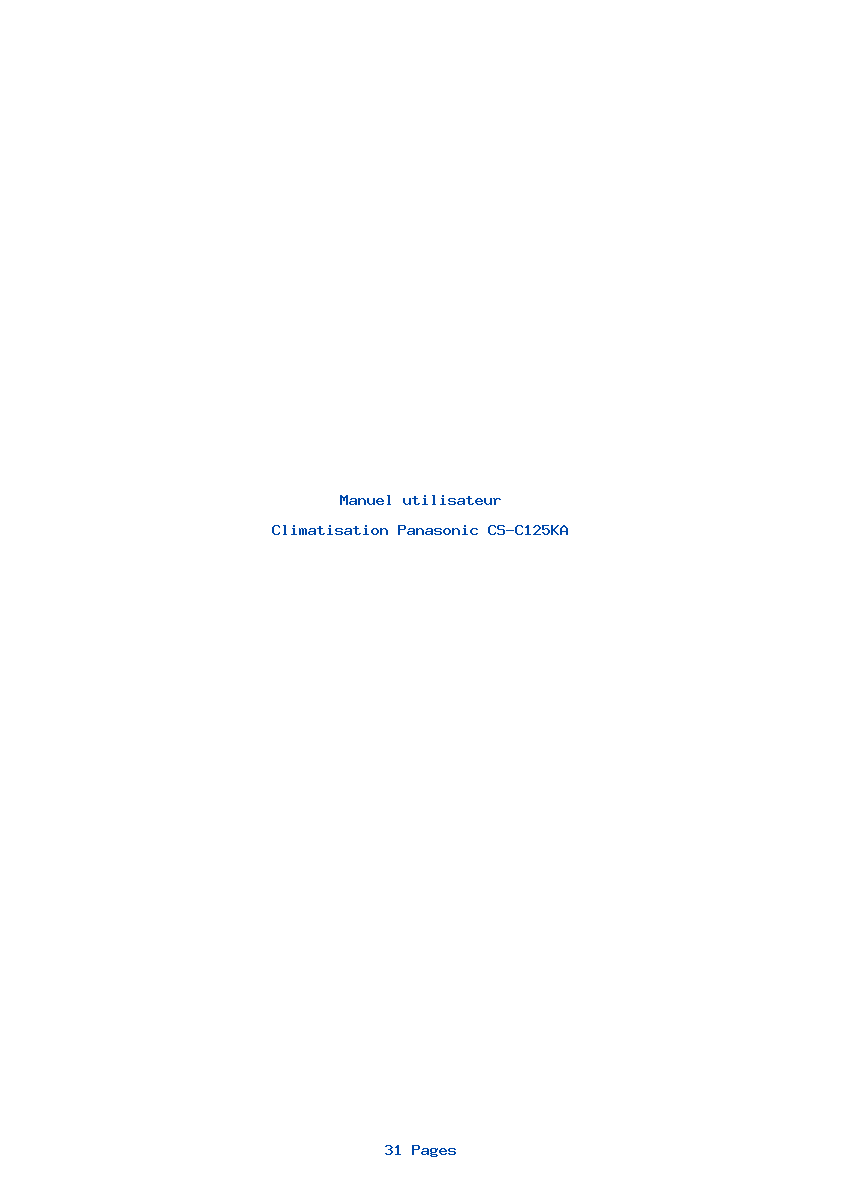 Page 1 de la notice Manuel utilisateur Panasonic CS-C125KA