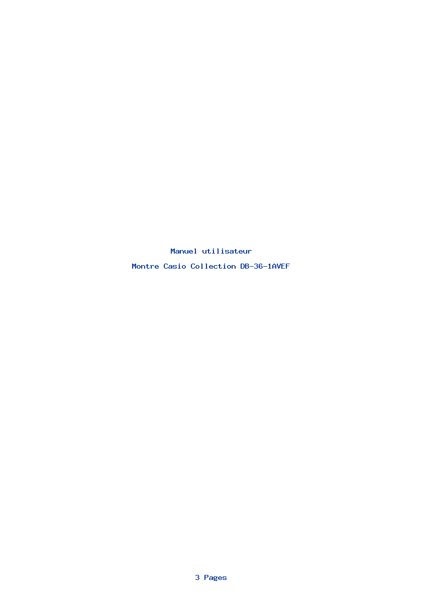 Page 1 de la notice Manuel utilisateur Casio Collection DB-36-1AVEF