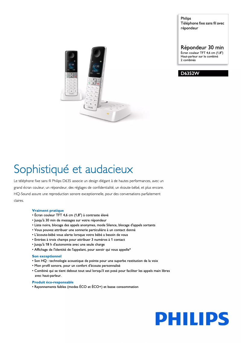 Imagen de la primera página del manual del dispositivo D6352W