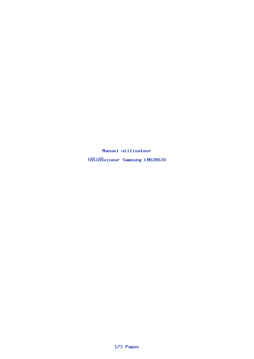 Page 1 de la notice Manuel utilisateur Samsung LN52B630